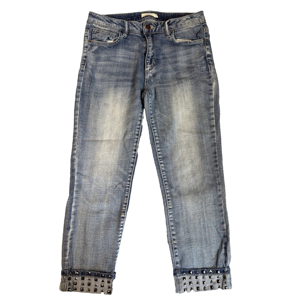 TGLA Studded Cuff Jeans Y2K Grunge Faded Cyber Punk Cropped Denim Women's 30